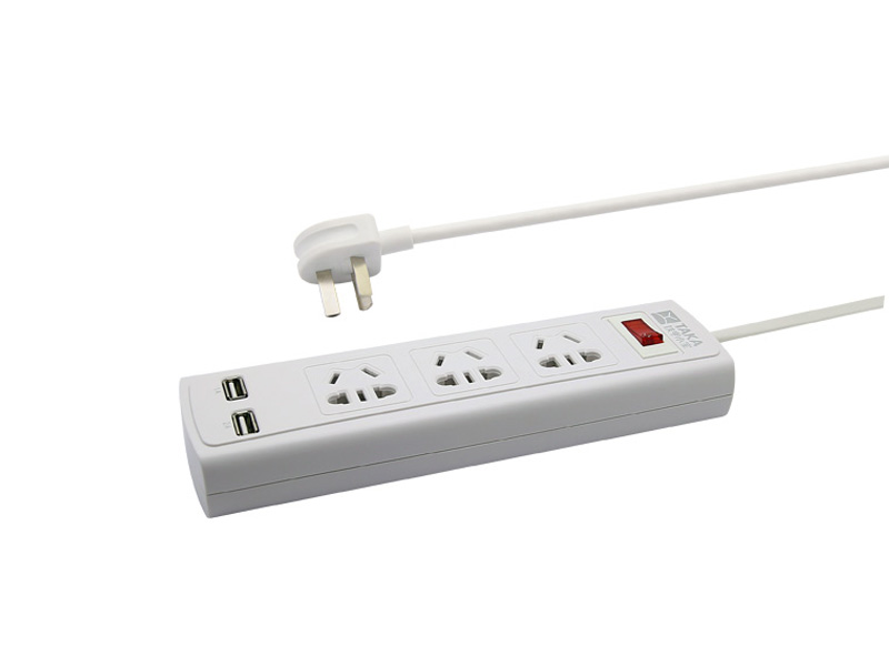 3Ways Power Extension Socket with 2 USB Charging Ports
